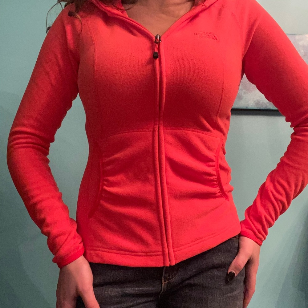 Bright coral north face zip up